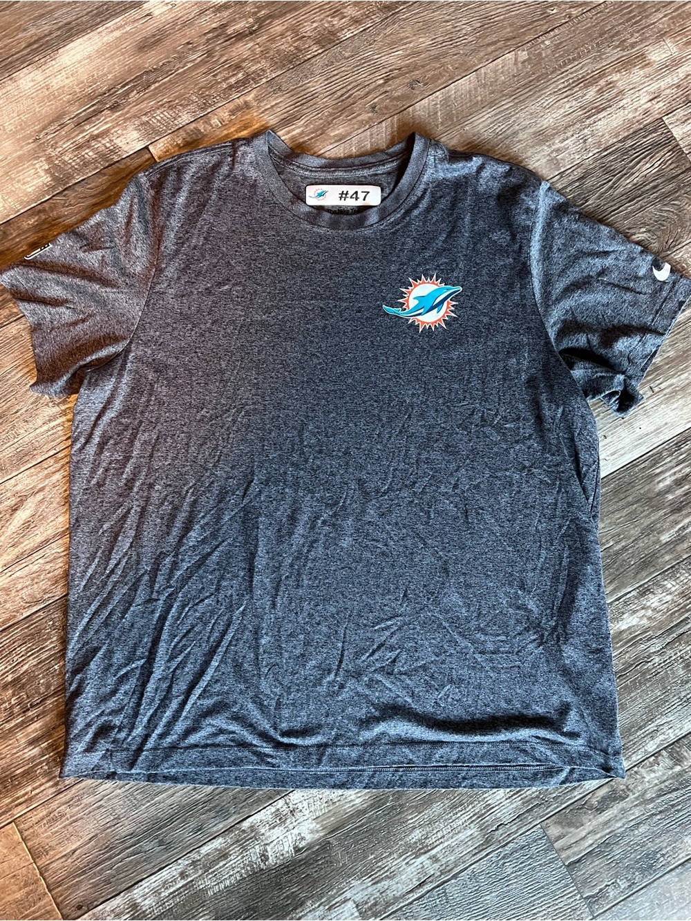Player Issued Miami Dolphins Nike Dri-Fit Tee Gray Size XXL #47